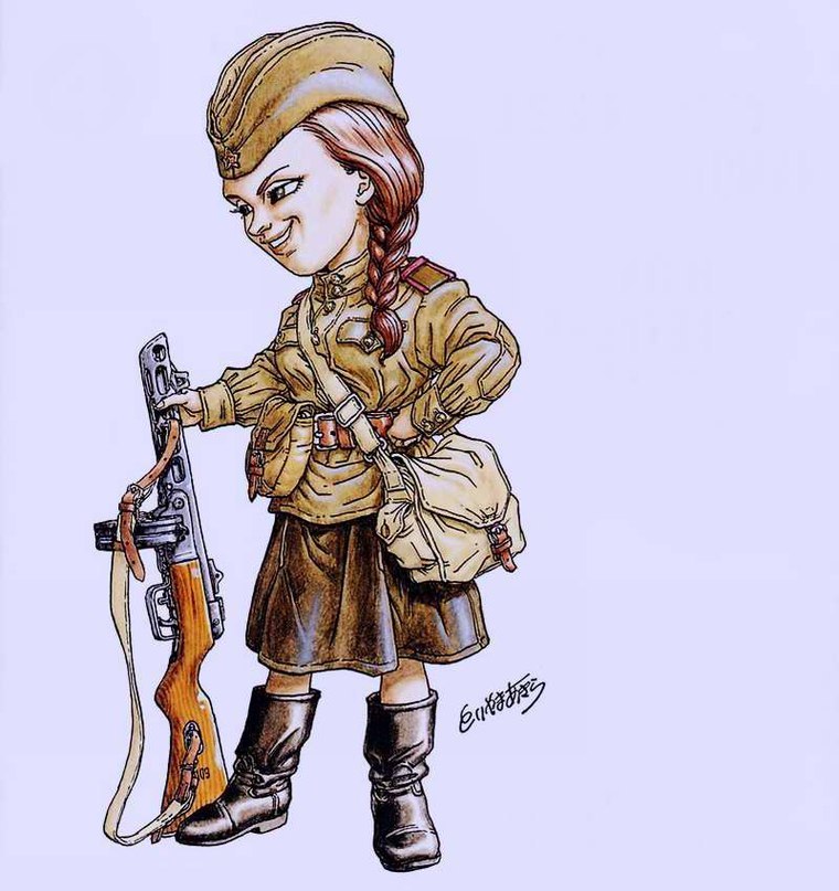 Девушка и солдат рисунки смешные