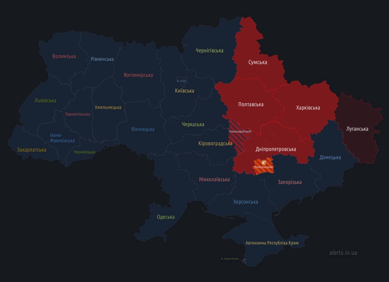 Карта украины с тревогами